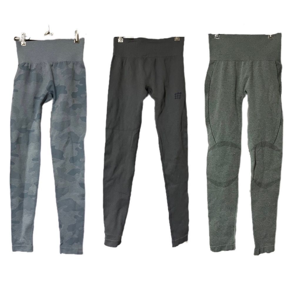 Jed north XS/S leggings bundle EUC blue gray green camo ribbed seamless contour